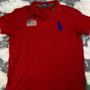 Polo Ralph Lauren Big Pony USA Flag Polo Shirt Red Size XL